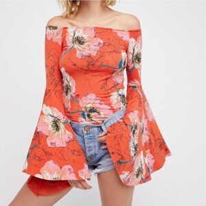 We The Free Spice Combo Orange Bell Sleeved Top